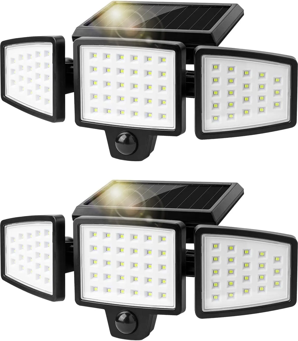 Bild von LE Solarlampen für Außen mit Bewegungsmelder, 70 LEDs, wasserdicht, drehbar, im 2er Pack