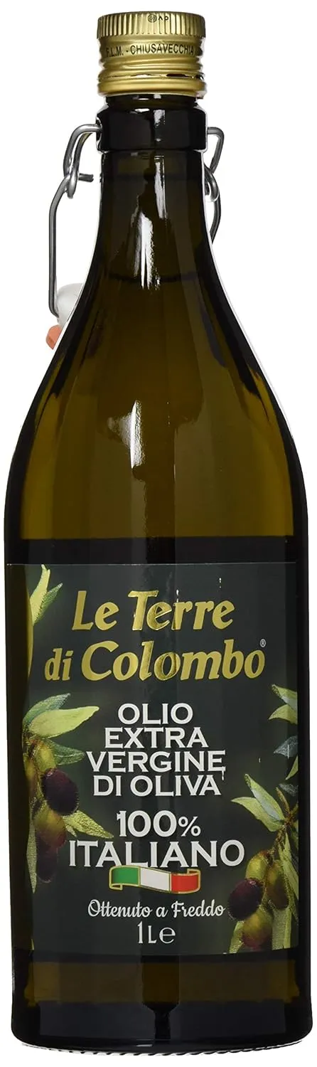 Bild von Le Terre di Colombo 100 Prozent Italienisches Natives Olivenöl Extra in gerippter Flasche mit mechanischem Verschluss, 1 Liter