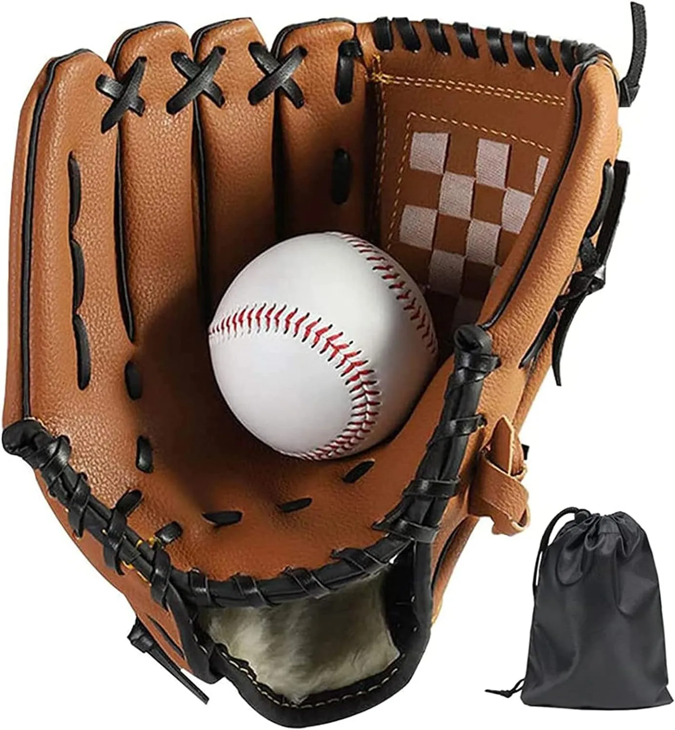 Bild von LeapBeast Baseball Handschuhe für die rechte Hand mit einem Ball, ideal für Erwachsenen Training und Wettbewerbe
