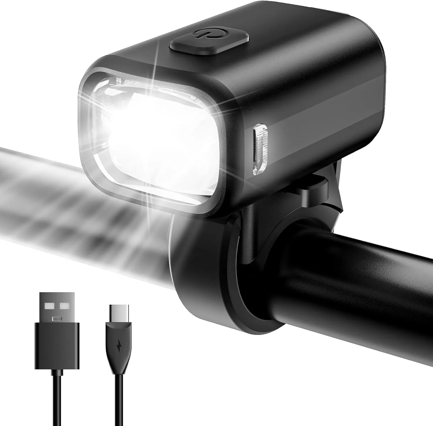 Bild von LED Fahrradlicht vorne mit USB C Aufladung und 1000mAh Akku, IPX5 wasserdicht und StVZO zugelassen