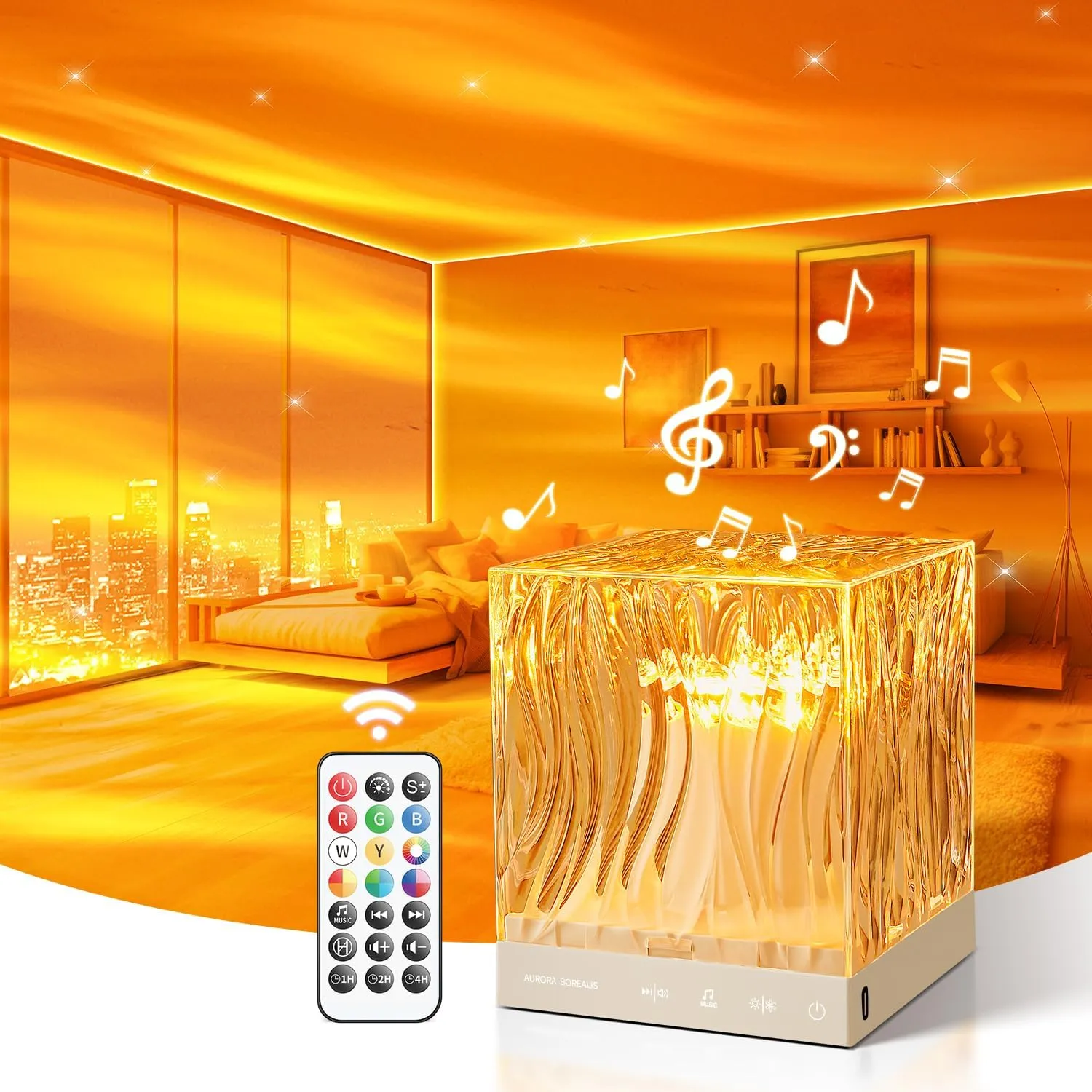 Bild von LED Sternenhimmel Projektor mit Polarlicht und 18 Beleuchtungsmodi, 15 Soundmaschinen, Fernbedienung und Timer für Kinder und Erwachsene