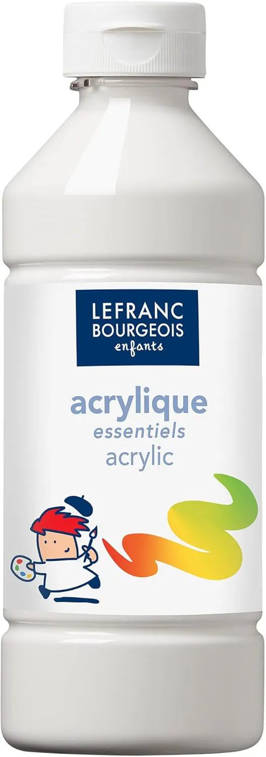 Bild von Lefranc & Bourgeois 188537 Kinder Acrylfarbe in Weiß, 500ml, auf Wasserbasis mit seidenglänzendem Finish und Dosieröffnung