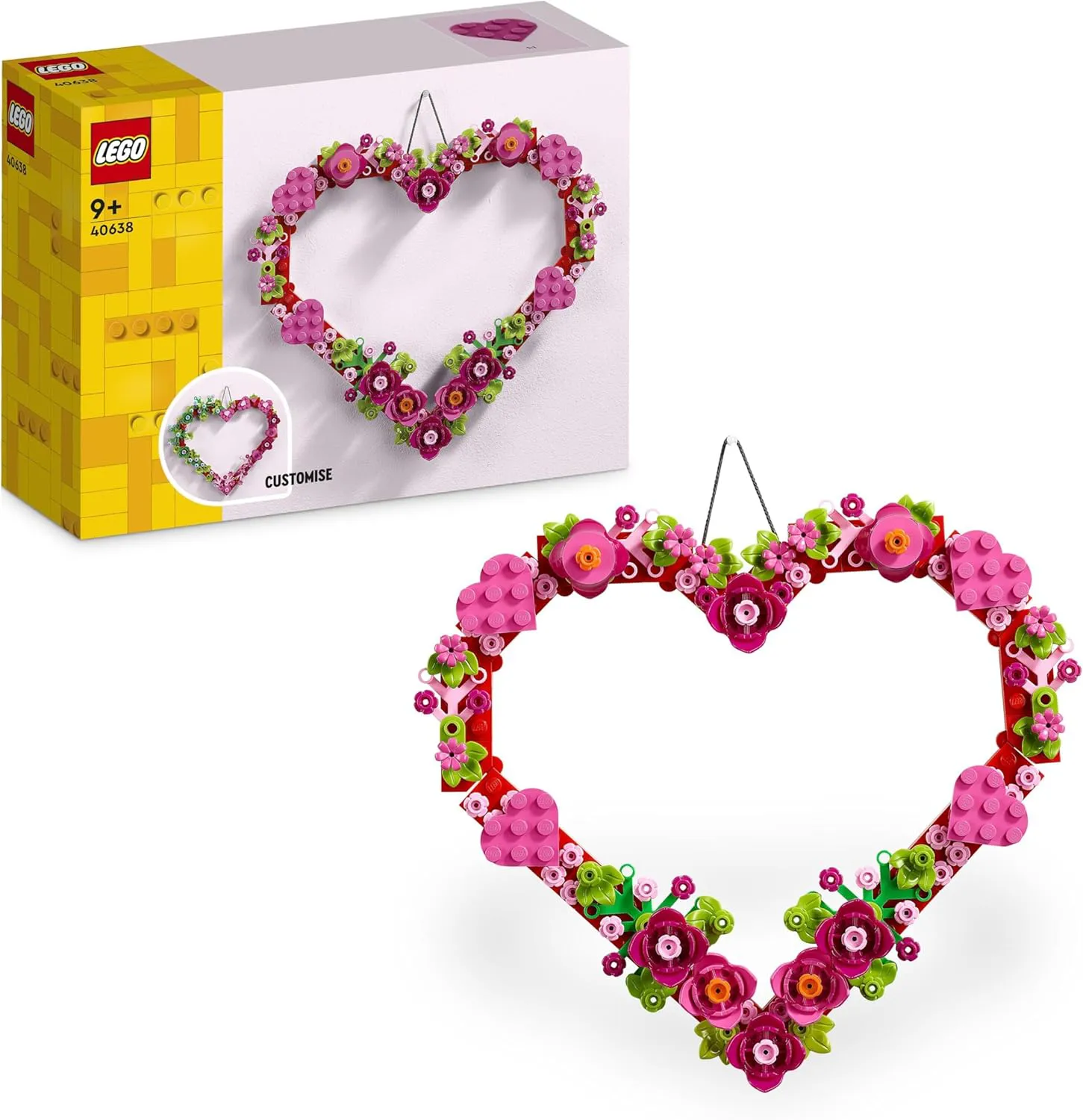 Bild von LEGO Herz-Deko Set 40638 für Kinder ab 9 Jahren, ideal zur Dekoration von Kinderzimmern und als Geschenkidee