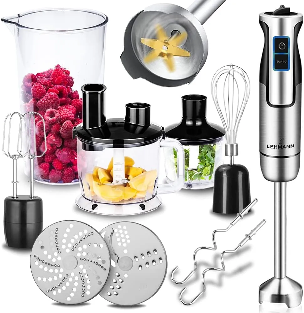 Bild von Lehmann Chopsui Stabmixer Set mit 1200 Watt und Geschwindigkeitsregelung, inklusive 9-teiligem Zubehör