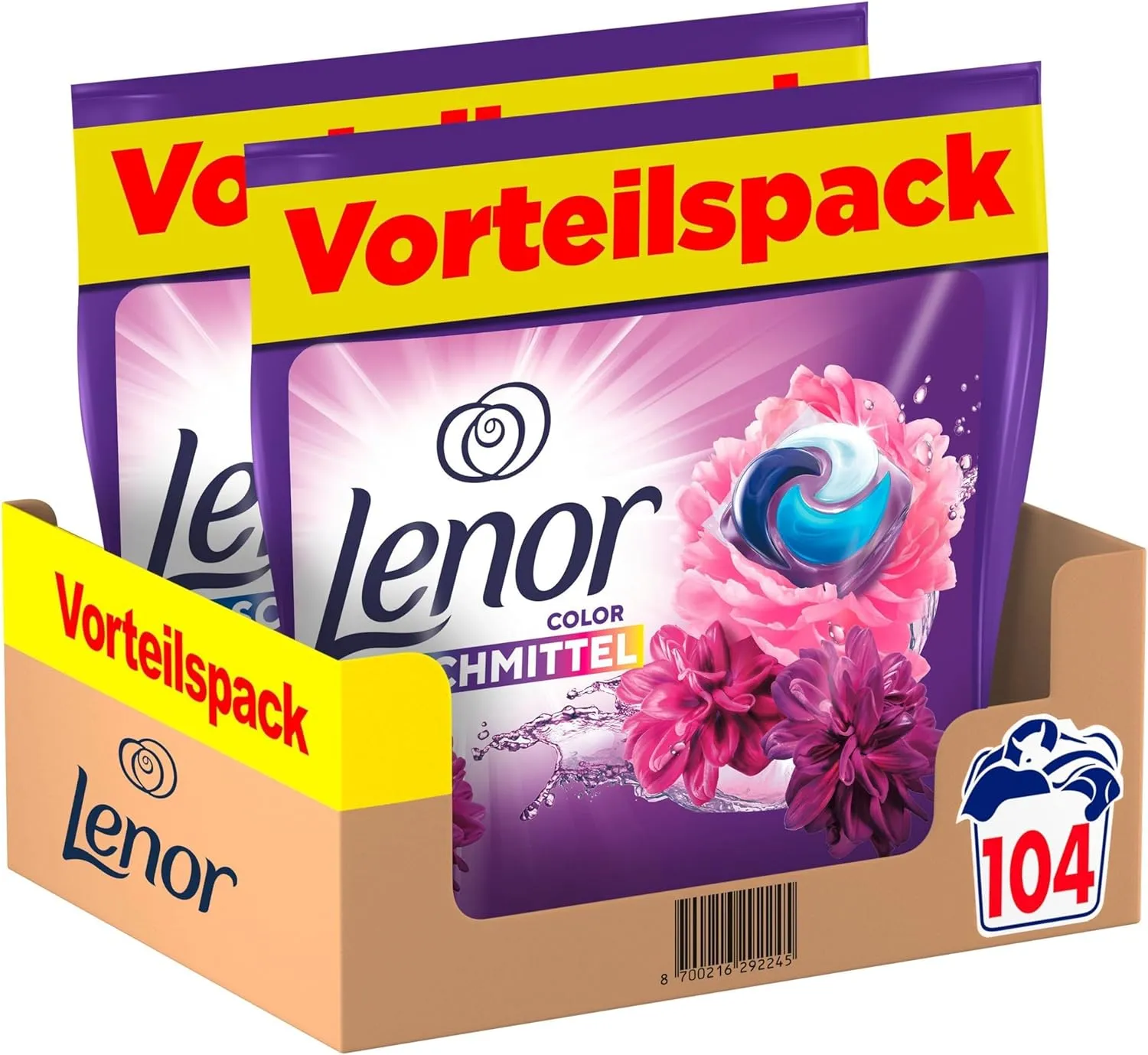 Bild von Lenor Waschmittel PODS All-in-1 mit 104 Waschladungen in Amethyst Blütentraum für langanhaltende Frische und Tiefenreinigung bei niedrigen Temperaturen