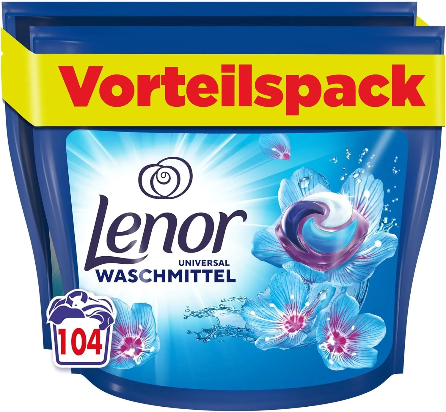 Bild von Lenor Waschmittel PODS All-in-1 mit 104 Waschladungen in Aprilfrisch für langanhaltende Frische und Tiefenreinheit bei Kaltwäsche