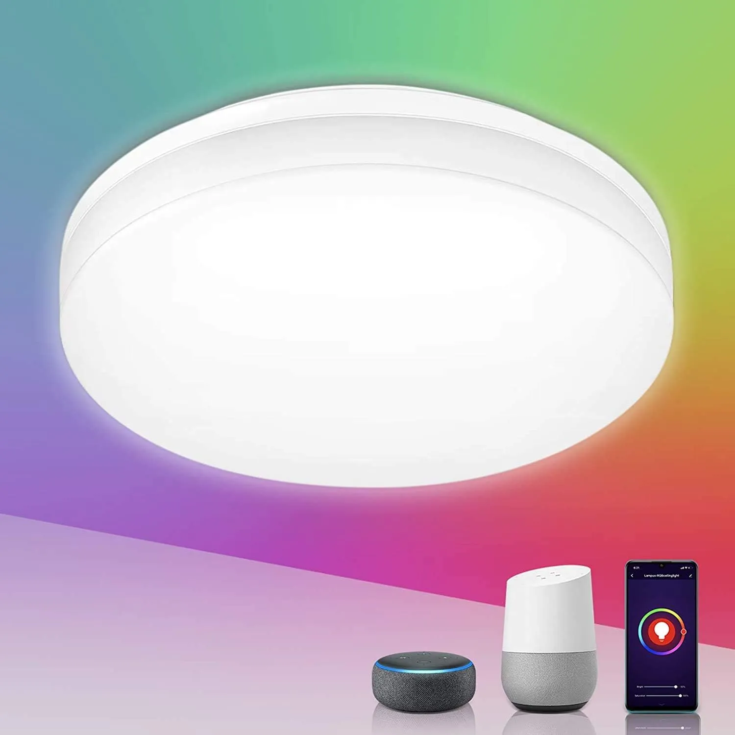 Bild von Lepro 15W RGB Deckenleuchte mit 1250 Lumen, dimmbar und IP54, kompatibel mit Alexa und Google Home