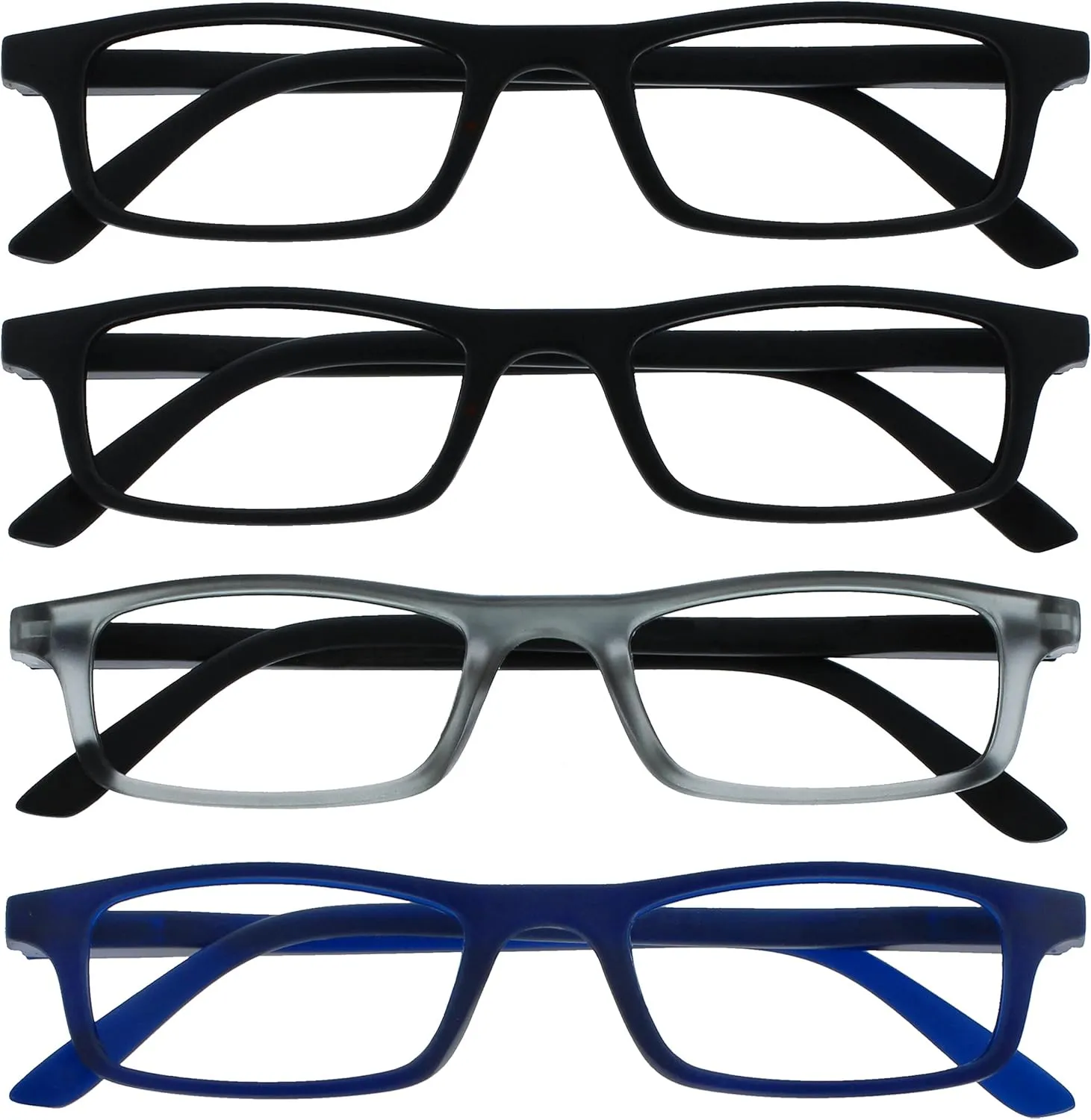Bild von Lesebrille Schwarz Matt Grau Marineblau im 4er-Pack für Herren und Damen mit Federscharniere, Stärke +1,50, Artikelnummer RRRR17-1173