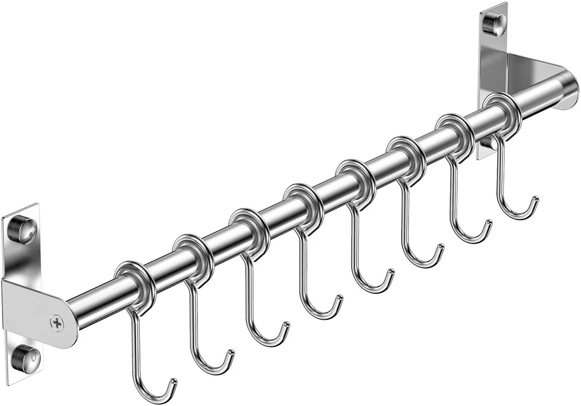 Bild von Lesfit 40 cm selbstklebende Hakenleiste aus Edelstahl für Küchenutensilien