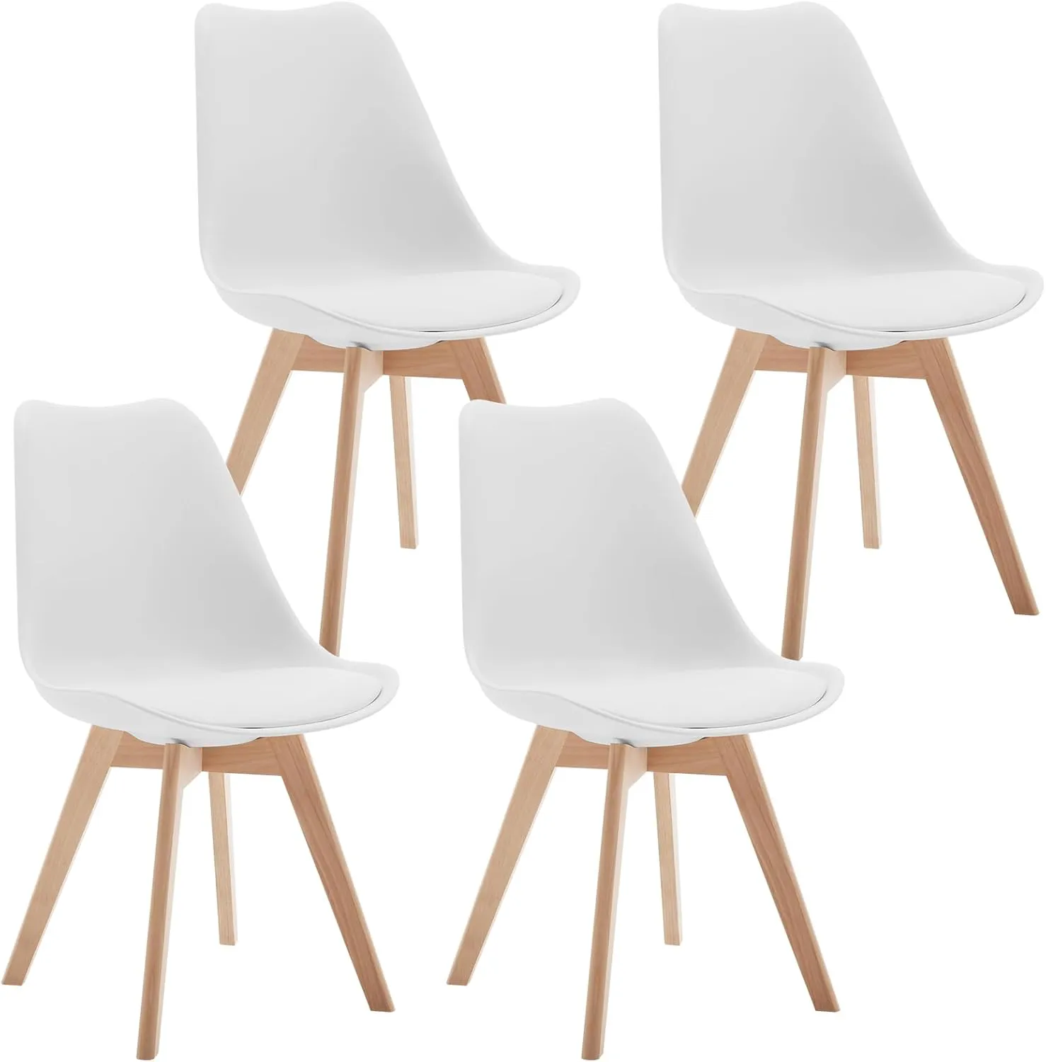Bild von Lestarain 4er Set Esszimmerstühle im Retro Design mit gepolsterten Kunstlederbezügen und Massivholzbeinen
