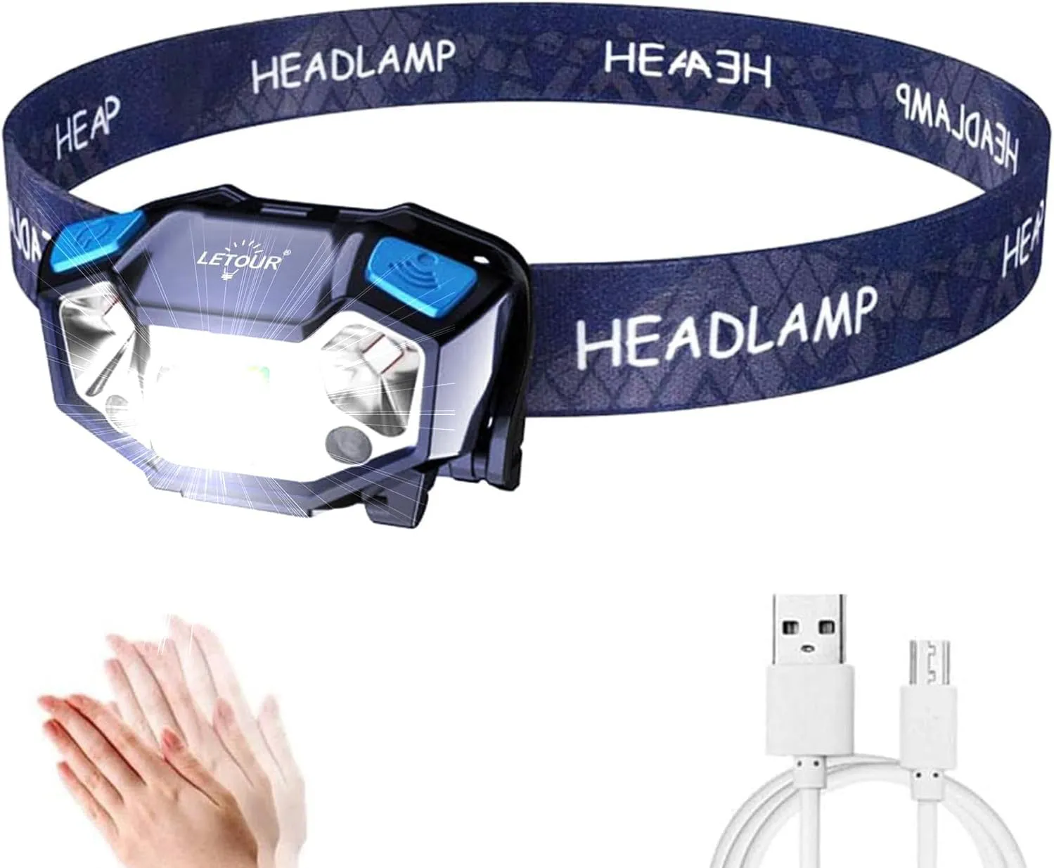 Bild von LETOUR LED Stirnlampe mit 5 Modi und 1000 Lumen für Laufen, Campen, Joggen, Angeln und Radfahren