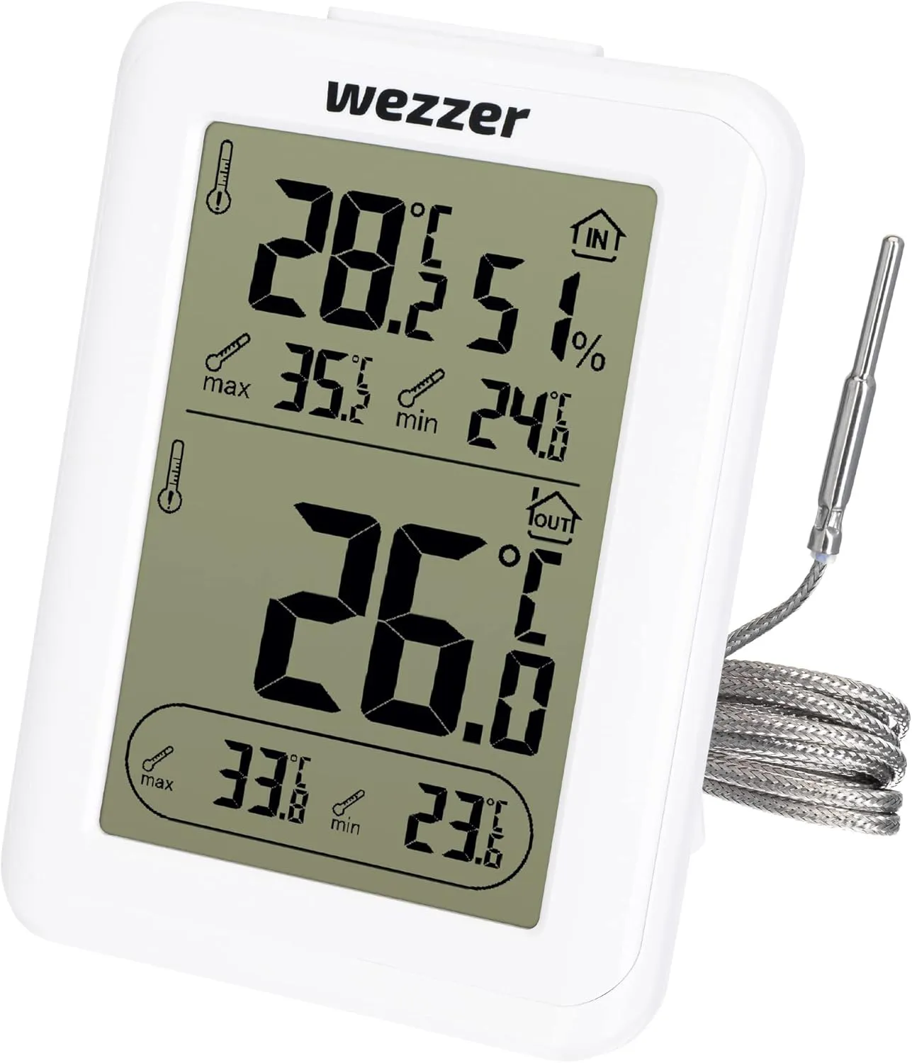 Bild von Levenhuk Wezzer SN10 2 in 1 tragbares digitales Raumthermometer Set mit Hygrometer und Thermosonde für Sauna, Gewächshaus und Weinkeller