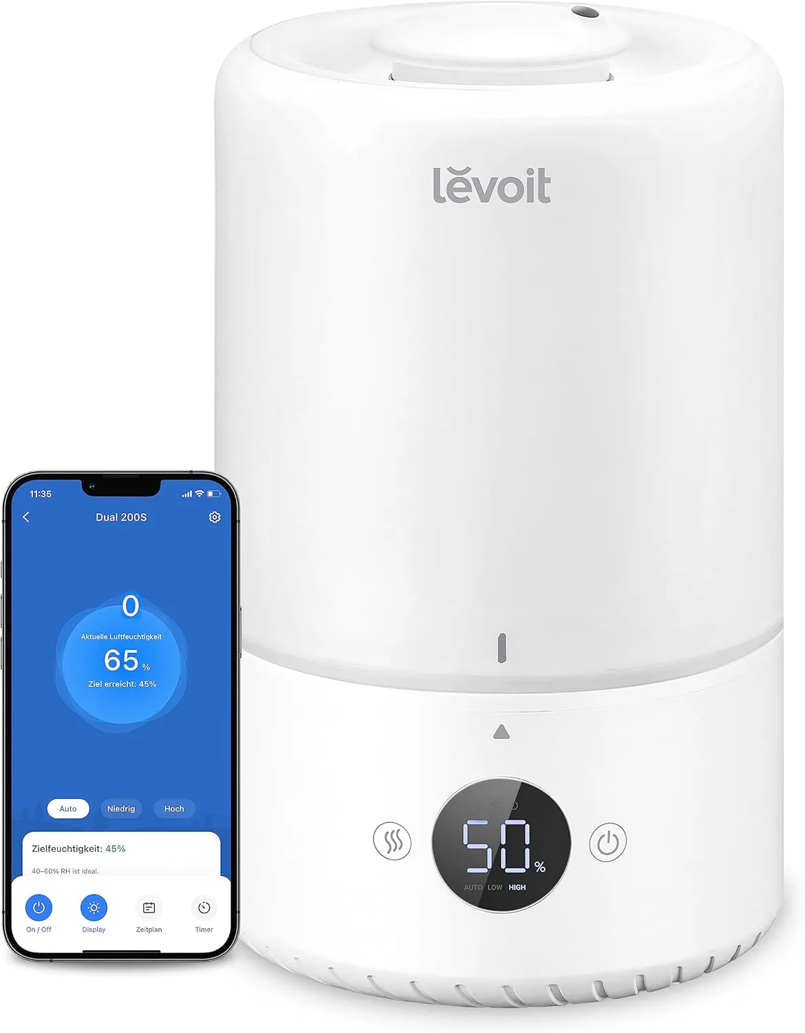 Bild von LEVOIT 3L Top Fill Luftbefeuchter mit 360 Grad drehbarer Düse, leise mit 28 dB, 25 Stunden Laufzeit, ideal für Kinderzimmer und Schlafzimmer, inklusive Aroma Diffuser und automatischer Abschaltung