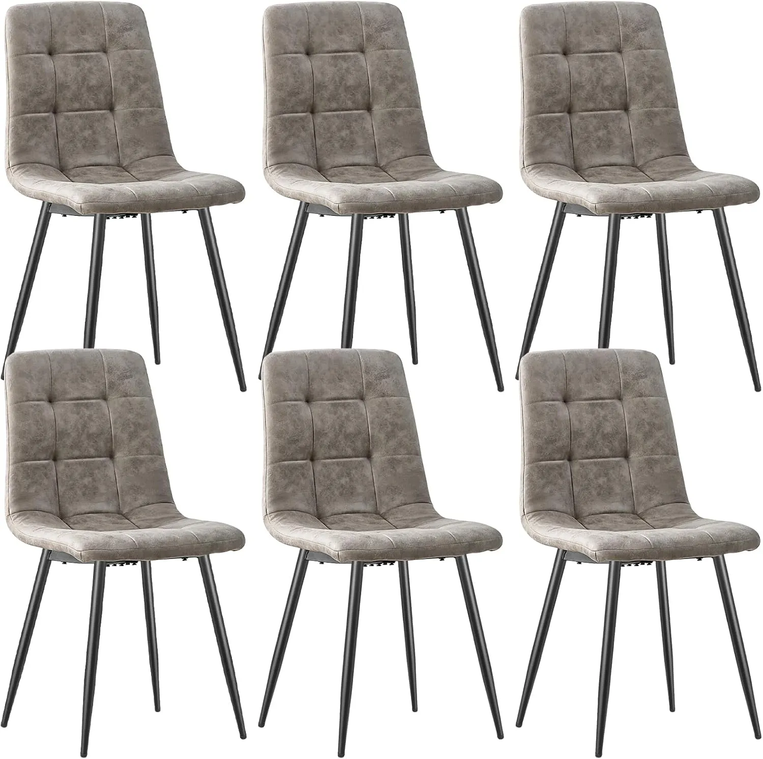 Bild von LEWE 6er Set Esszimmerstühle mit hoher Rückenlehne und Metallbeinen für Esszimmer, Küche und Wohnzimmer