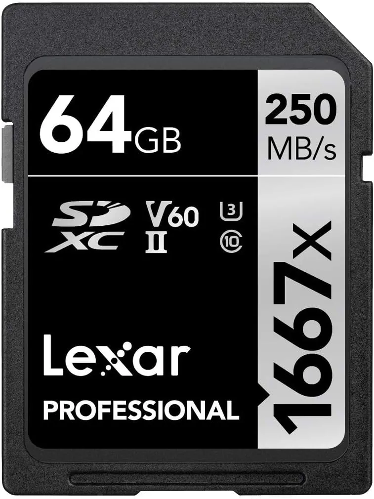 Bild von Lexar Professional LSD64GCB1667 SD-Karte mit 64 GB, UHS-II, bis zu 250 MB/s Lesegeschwindigkeit, Class 10, U3, V60 für Fotografen und Videofilmer