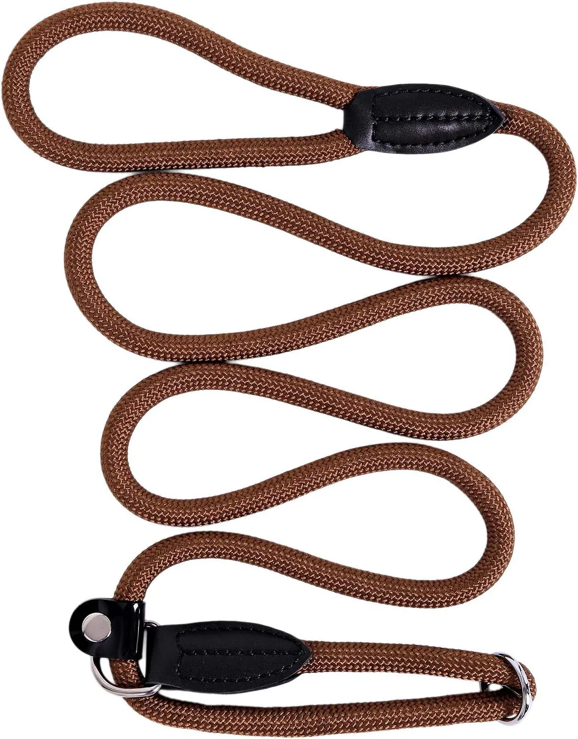 Bild von lionto Retrieverleine 170 cm für Hunde aller Größen, robust und wetterfest, mit Zugstopp und veganem Halsband in Braun
