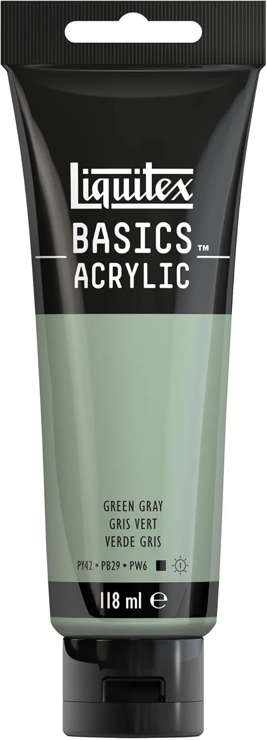 Bild von Liquitex 8870079 Basics Acrylfarbe in Graugrün, 118 ml, mit monopigmentierten Künstlerpigmenten und seidenglänzendem Finish