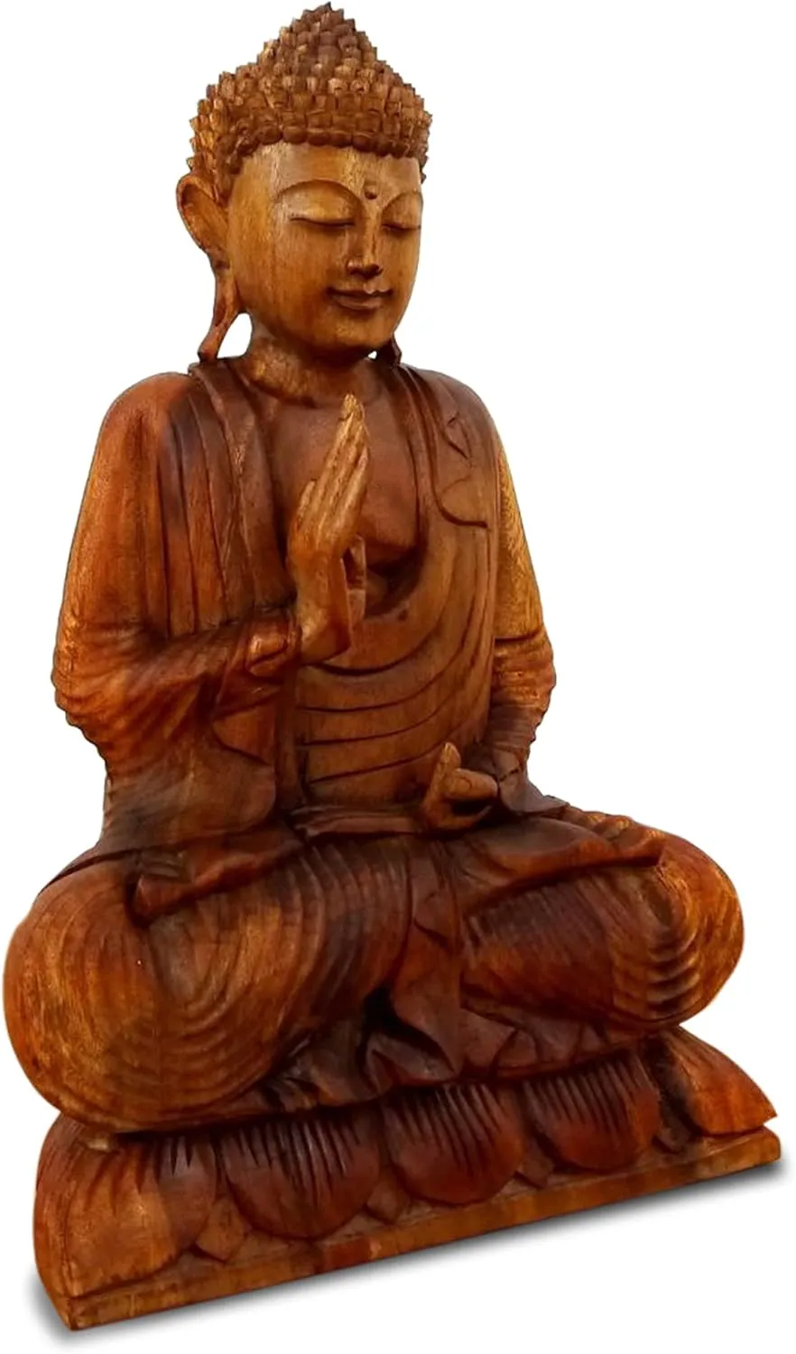 Bild von livasia Buddha Figur aus Suarholz mit 50 cm Höhe, handgefertigt und einzigartig