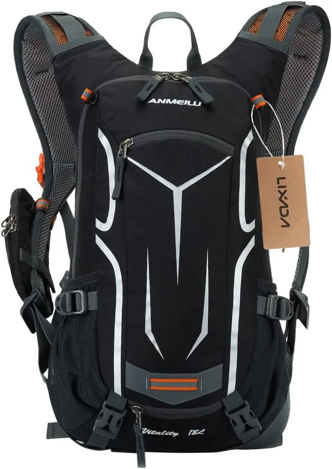 Bild von Lixada Rucksack für Herren und Damen mit 18 oder 28 Litern, leicht und ideal für Wandern und Radfahren, inklusive Regenschutz, Helmabdeckung und USB-Ladeanschluss