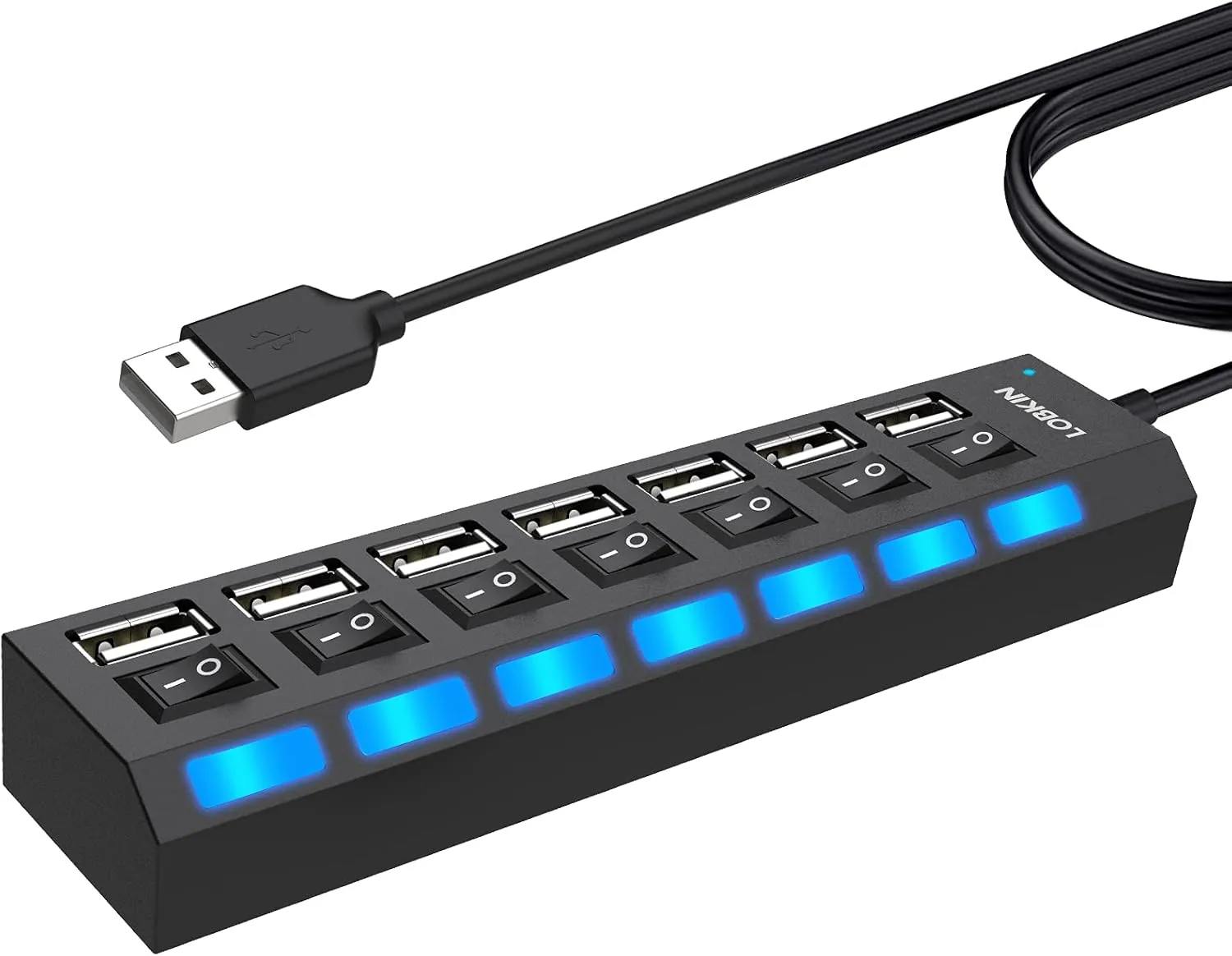 Bild von LOBKIN 7-Port USB Hub mit LED-Netzschaltern für Laptop und PC