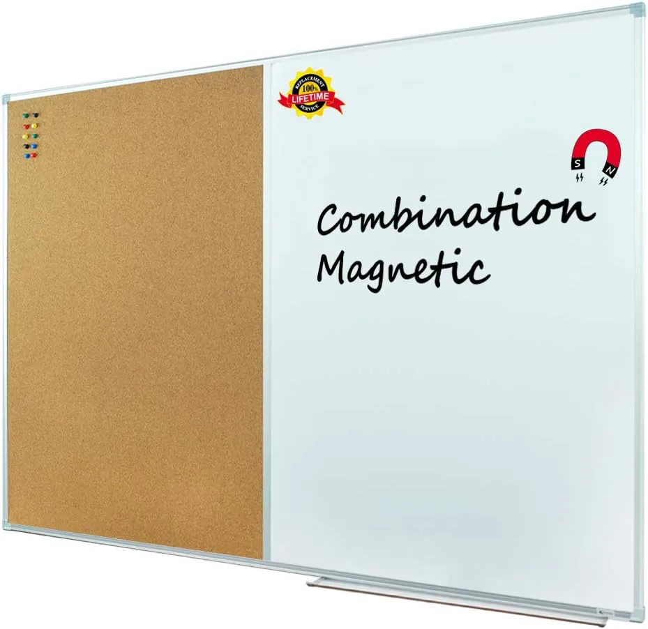 Bild von Lockways Whiteboard und Pinnwand Kombination 60 x 90 cm mit silbernem Aluminiumrahmen