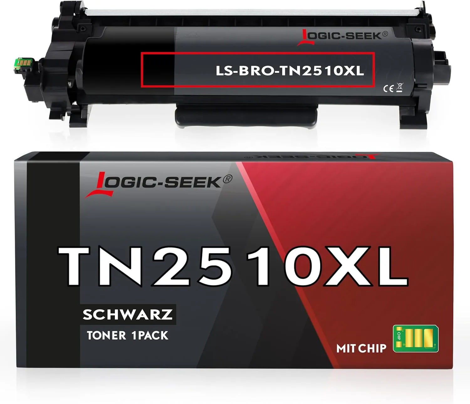 Bild von Logic-Seek TN2510XL Tonerkartusche kompatibel mit Brother Druckern wie HL-L2400DWE und MFC-L2835DW in Schwarz