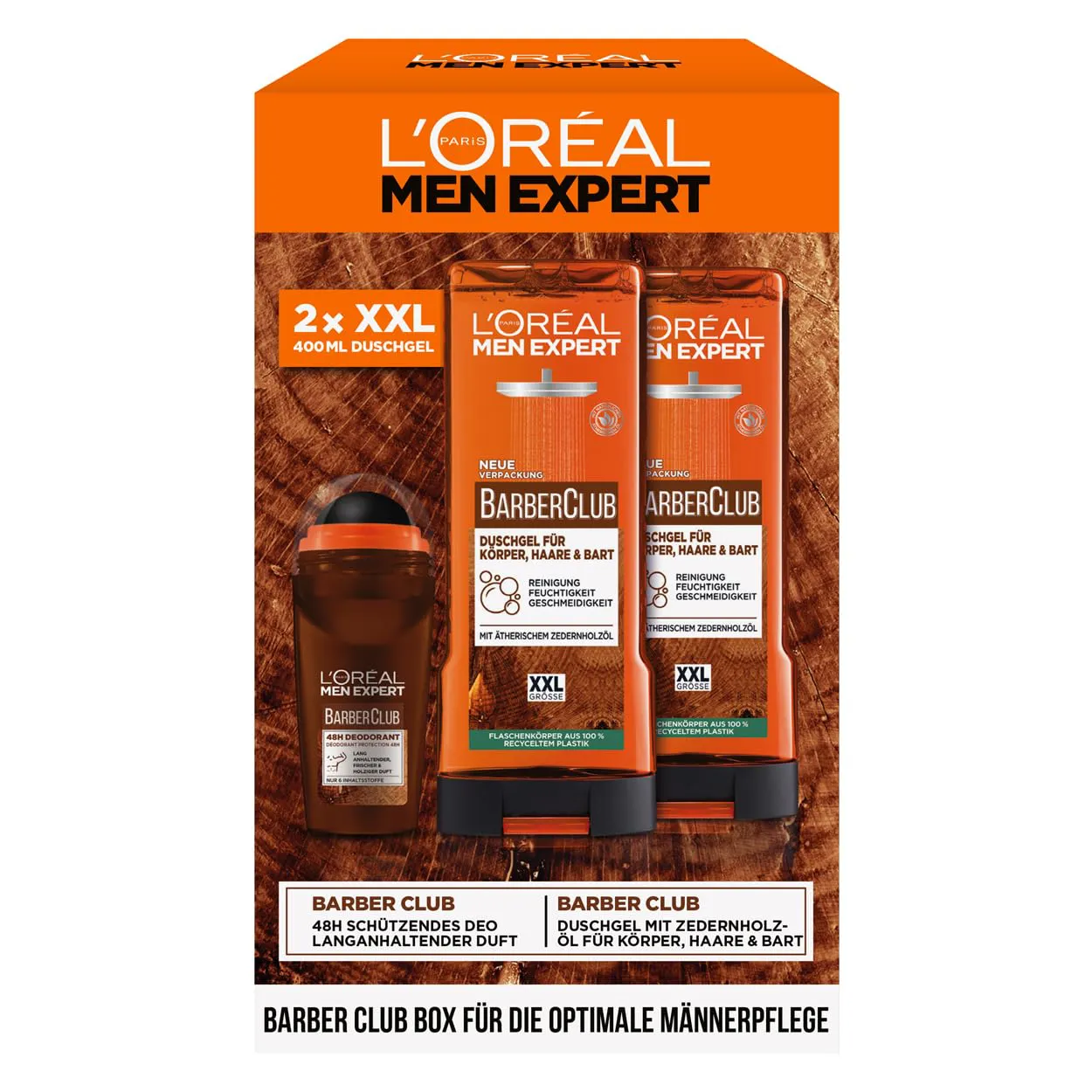 Bild von L'Oréal Men Expert Barber Club Pflegeset für Männer mit XXL Duschgel und Deoroller, 2 x 400 ml Duschgel und 1 x 50 ml Deo Roll-On