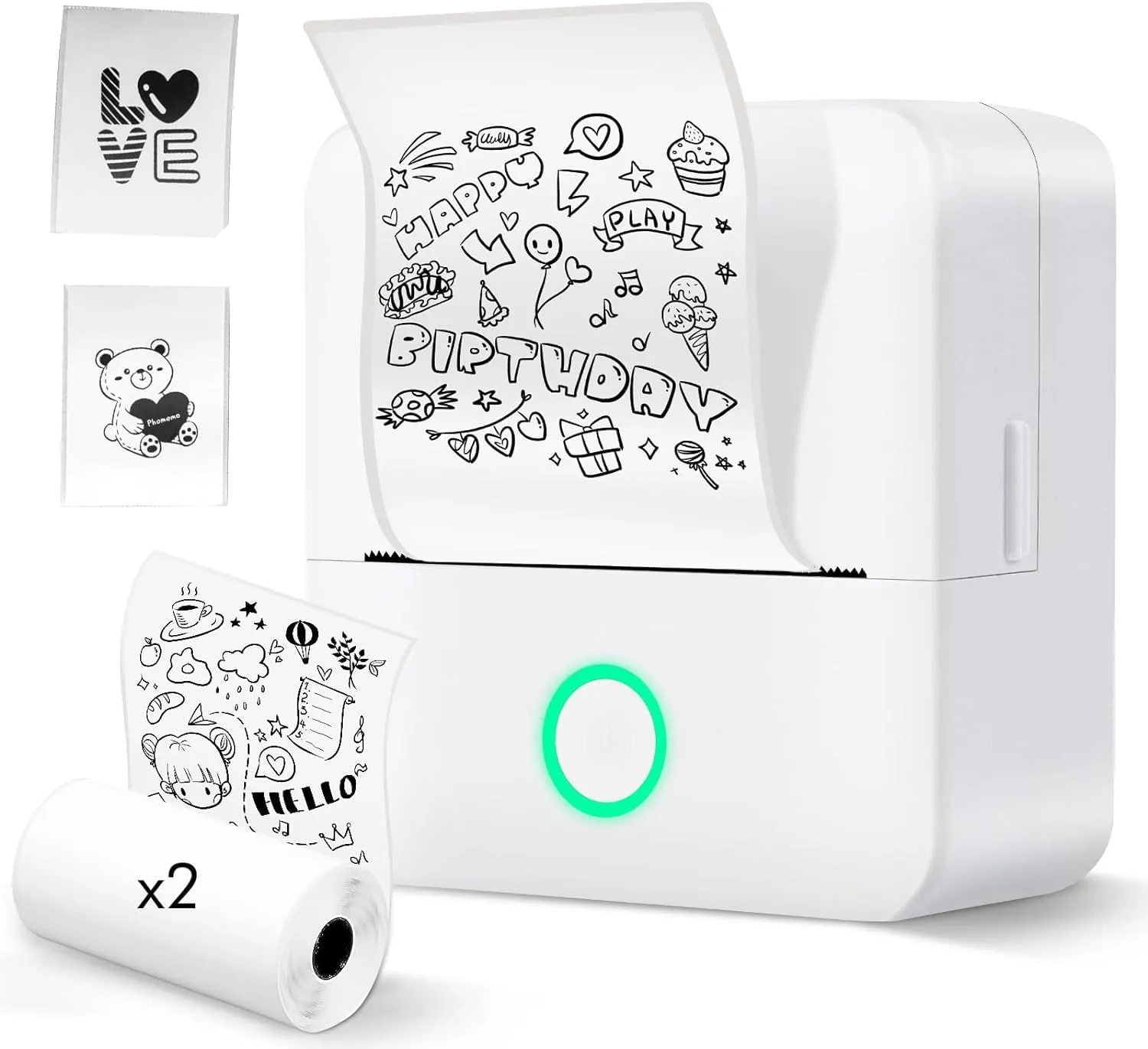 Bild von Lovcoyo Bluetooth Etikettendrucker für iOS und Android, selbstklebend, mit zwei Rollen
