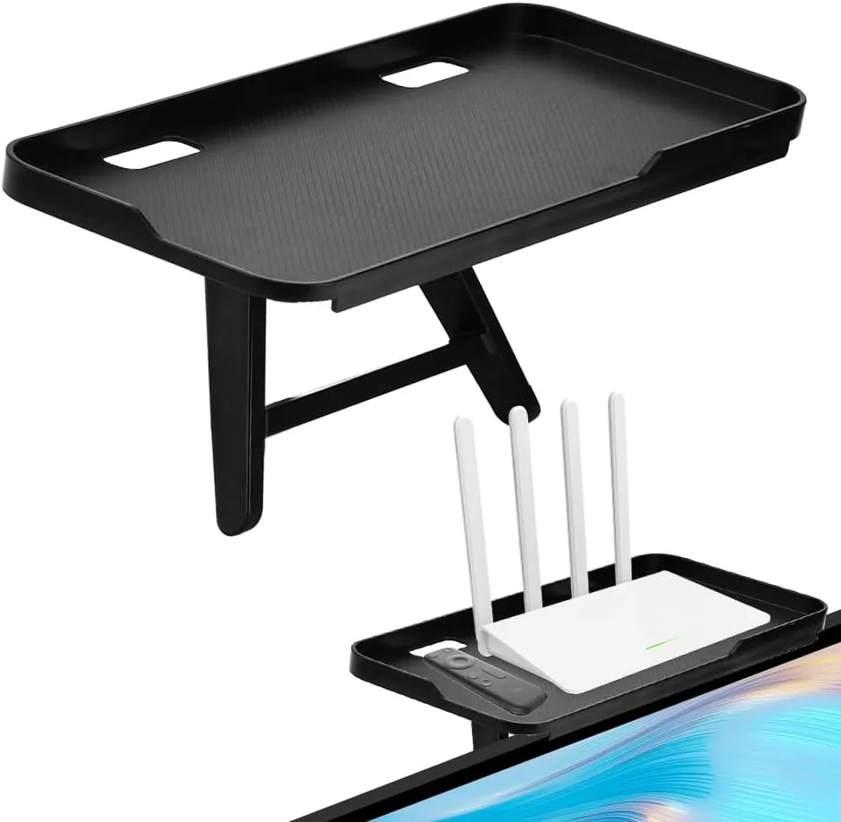 Bild von LPAMABA Bildschirmregal in Schwarz mit den Maßen 30x12,5 cm für TV und Monitor zur Aufbewahrung von Streaming Geräten und Kabelboxen