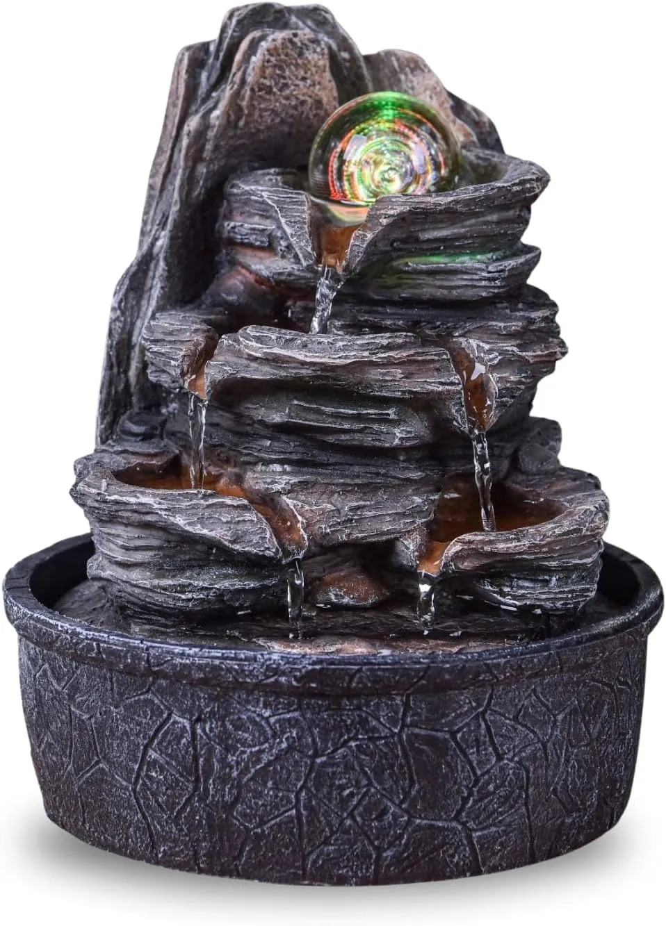 Bild von Luberon Zen Light Tischbrunnen mit Wasserfall und buntem Licht, Höhe 25 cm
