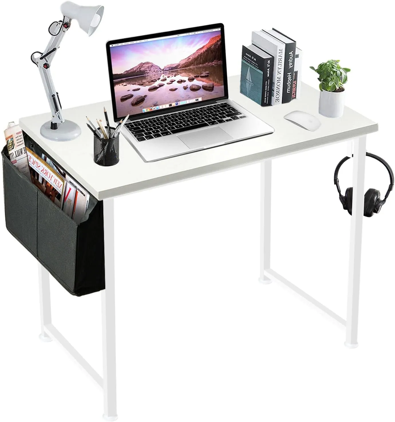 Bild von Lufeiya kleiner Schreibtisch in Weiß mit 81,3 cm für Schlafzimmer und kleine Räume