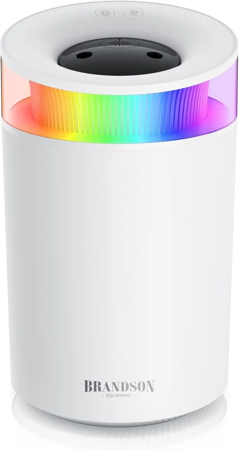 Bild von Luftbefeuchter mit 2,5 Litern und Aroma Diffuser in Weiß, leise, mit 7 LED Farben und 2 Dampfausgängen, geeignet für Räume bis 20 Quadratmeter