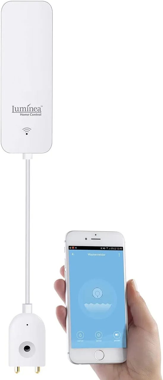 Bild von Luminea Home Control Wassersensor Alarm mit externem Sensor und 2 Jahren Batterielaufzeit