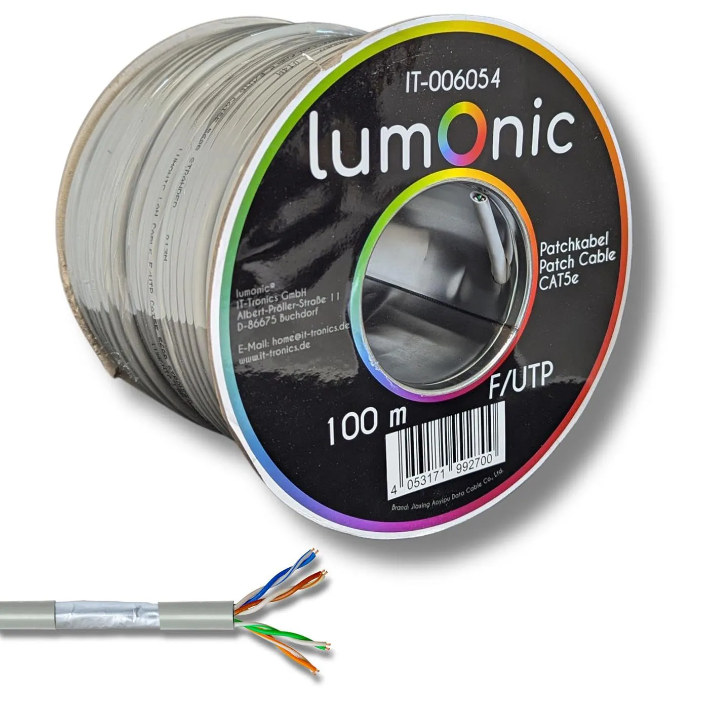Bild von Lumonic 100m CAT 5e Netzwerkkabel geschirmt für Gigabit LAN im Innenbereich