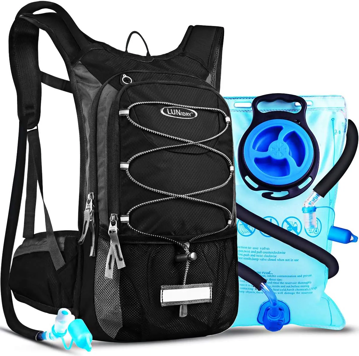 Bild von Lunidry Fahrradrucksack mit 3L Trinkblase und 15L Volumen, wasserdicht und ideal für Outdoor-Sportarten wie MTB und Ski