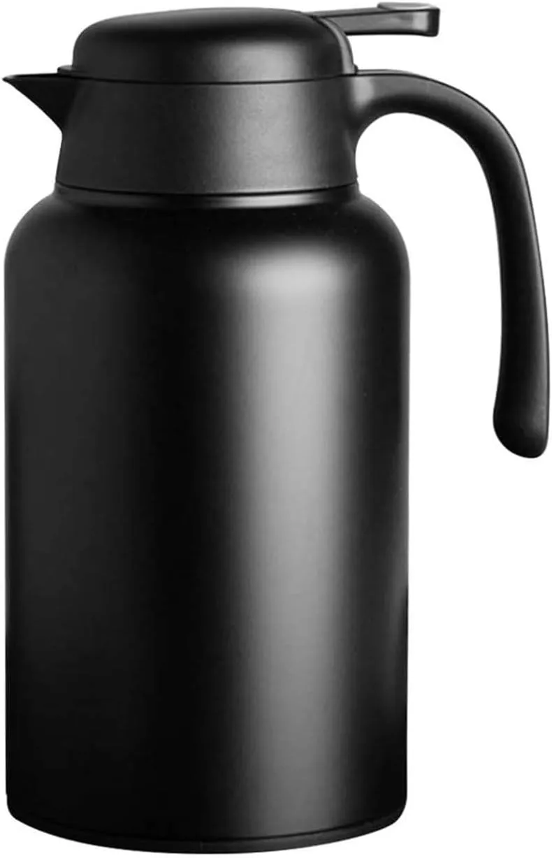 Bild von Luvan Thermoskanne 2 Liter aus Edelstahl mit Warmhaltefunktion für 24 Stunden in Schwarz