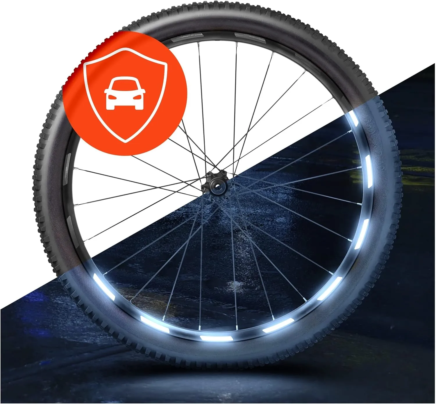 Bild von Luxshield Reflektoren Aufkleber Set mit 64 Teilen für 26 bis 29 Zoll Fahrradfelgen