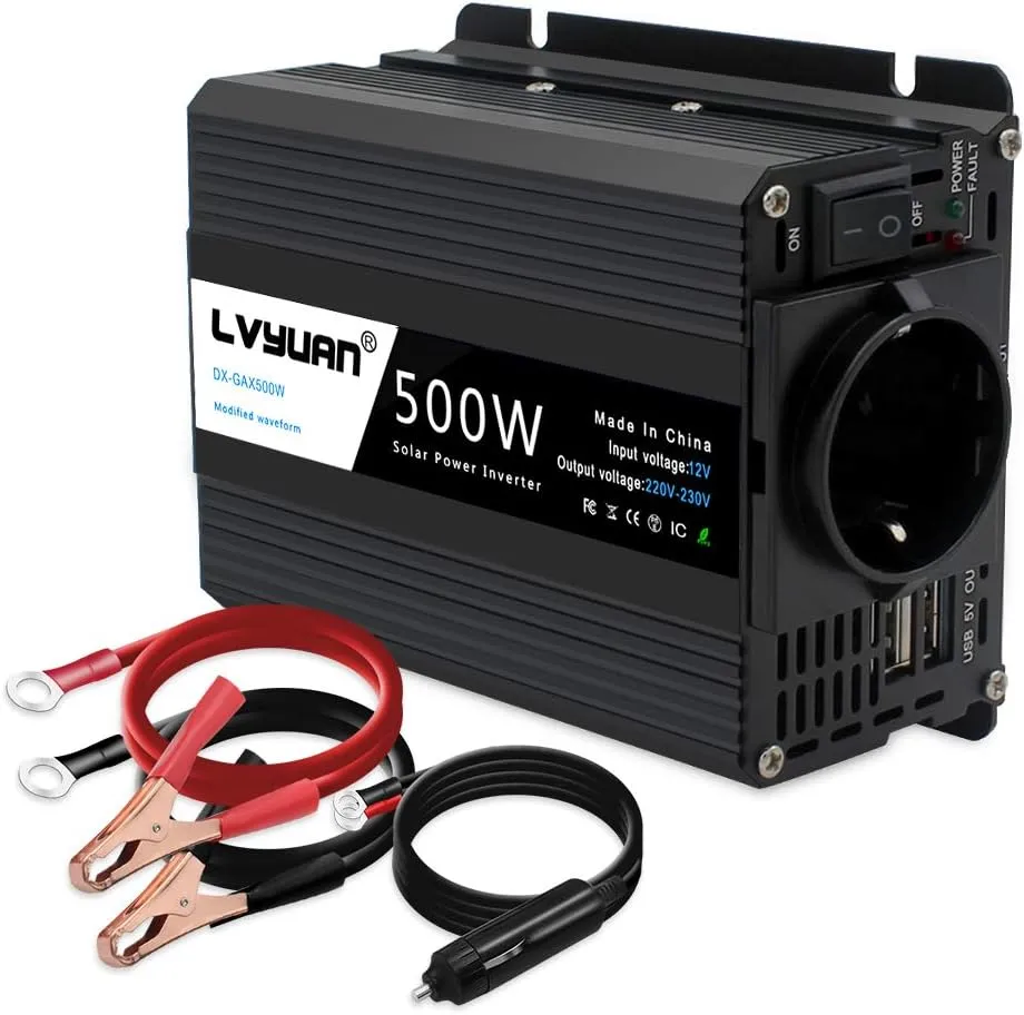 Bild von LVYUAN 500W Wechselrichter 12V auf 230V mit Dual USB Ports und EU-Steckdosen