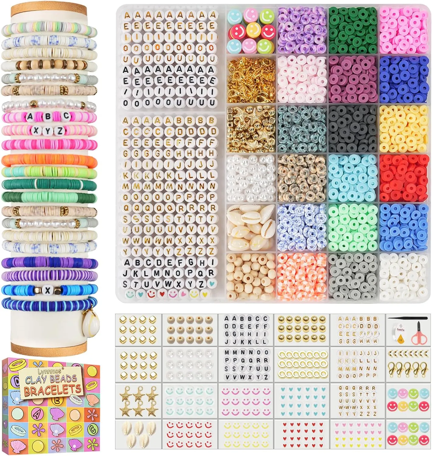 Bild von Lynnmos 6000 Stück Clay Perlen Set für Armbänder und kreative Schmuckherstellung