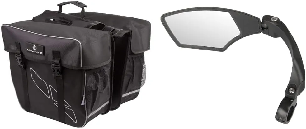 Bild von M-Wave Amsterdam Double Gepäckträgertasche und SPY Space Fahrradspiegel in Schwarz