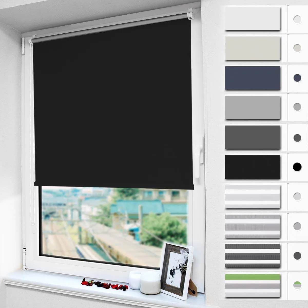 Bild von Magiea Verdunklungsrollo Klemmfix in Schwarz, 45x120 cm, für Fenster und Tür