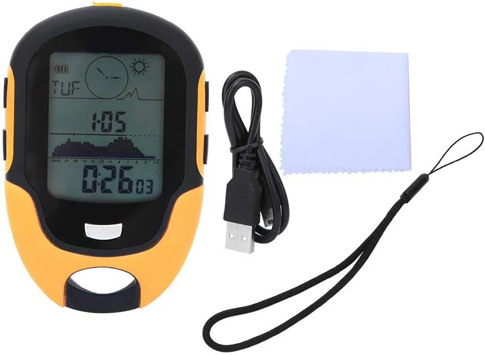 Bild von MAGT SUNROAD Multifunktions Höhenmesser FR500 in Gelb mit Barometer, Kompass, Thermometer, Hygrometer und Uhr für Outdoor Aktivitäten