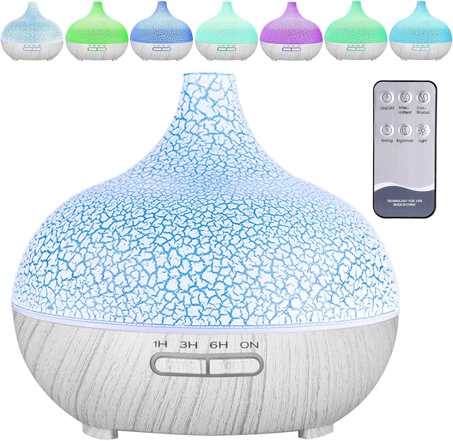 Bild von Maisitoo Aroma Diffuser mit 550 ml, ultraschall und leise, BPA-frei, für ätherische Öle, ideal für Schlafzimmer und Yoga, mit 7 Farben LED-Lichtern