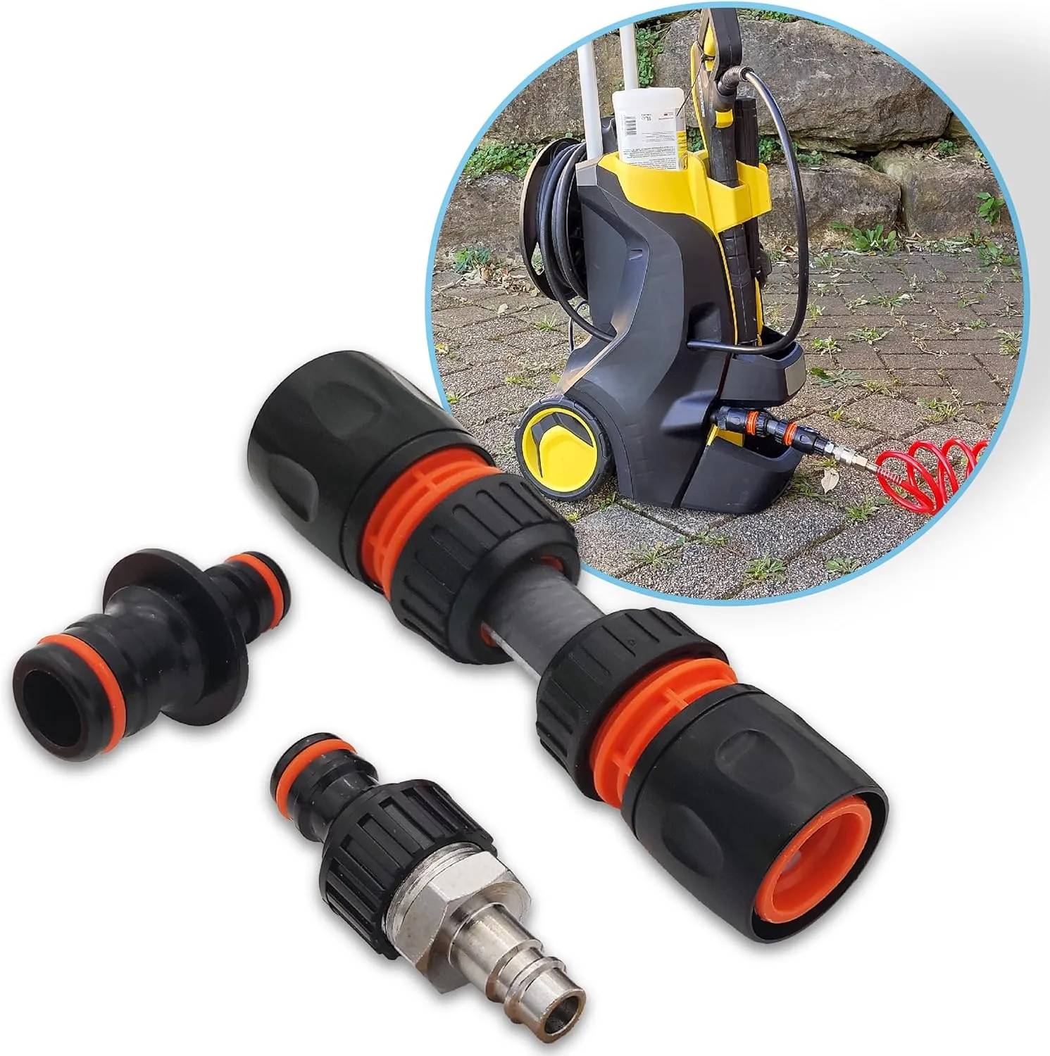 Bild von MaJoCompTec DRYTUBE Adapter zum Entwässern für Wasserhahn und Schlauchtrommel, geeignet für Hochdruckreiniger und Wohnmobil Zubehör