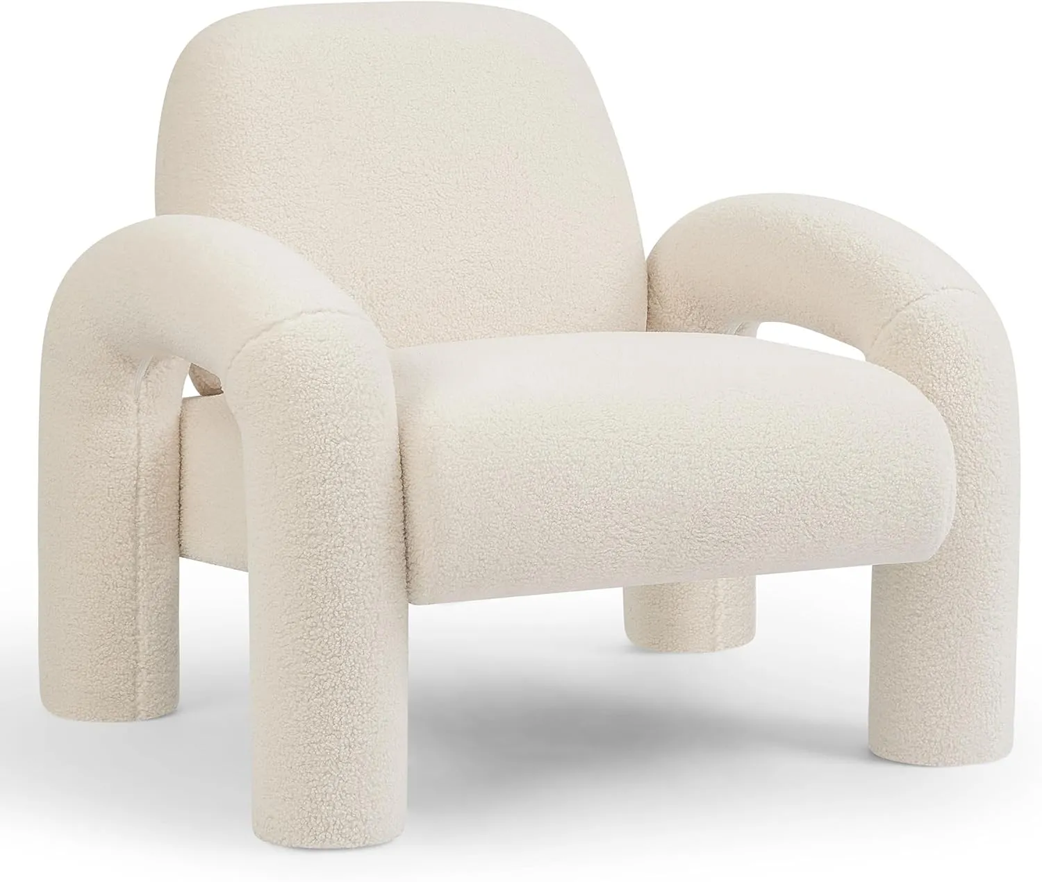 Bild von Makika Loungesessel Lia in Weiß, eleganter Armlehnstuhl für bis zu 120 kg, ideal für Wohnzimmer und Schlafzimmer