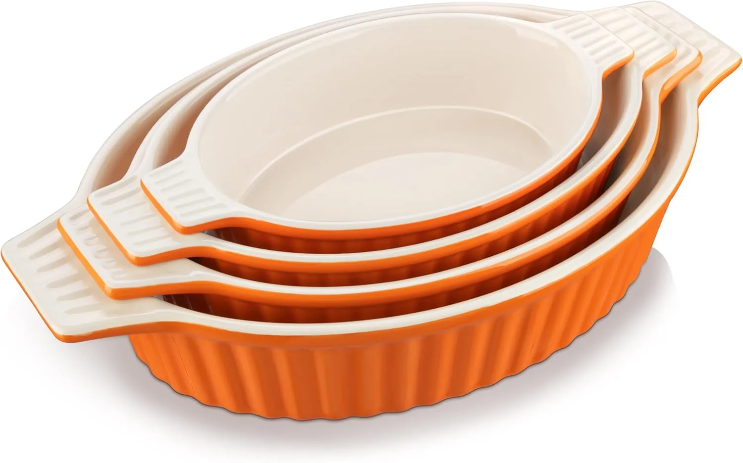 Bild von MALACASA Bake.Bake 4-teiliges Auflaufform Set aus keramik in Orange, kratzfest und geeignet für Lasagne und Tiramisu