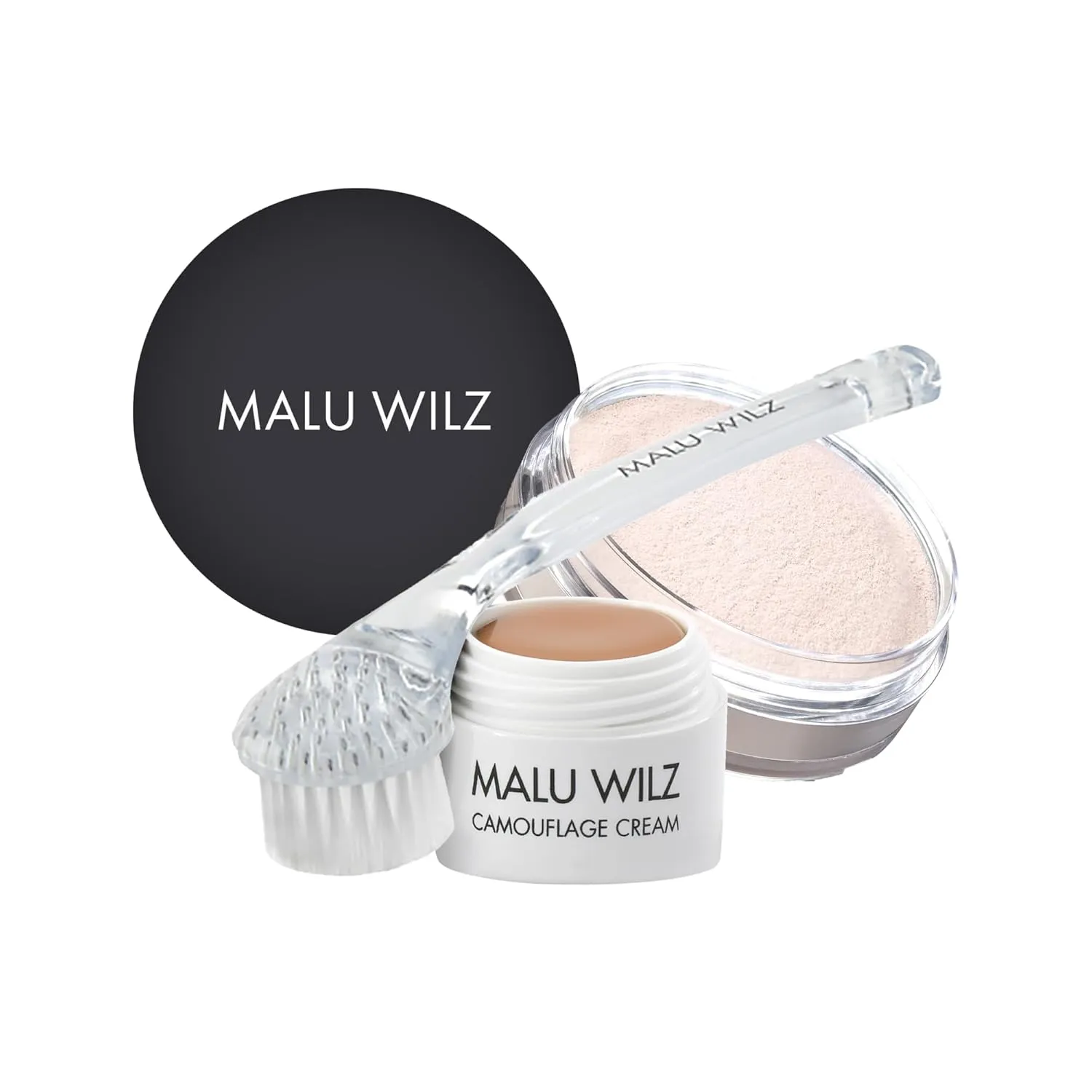 Bild von Malu Wilz Make-up Set mit Fixierpuder, Reinigungsbürste und Camouflage Creme Nr. 03