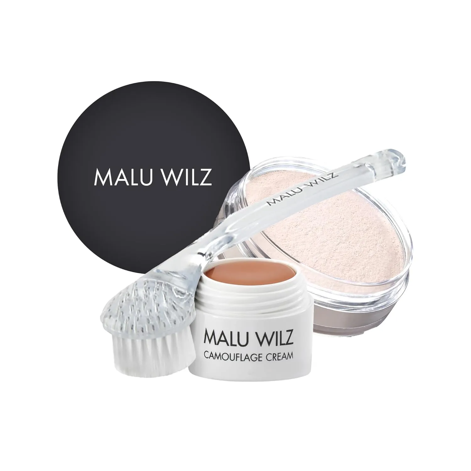 Bild von Malu Wilz Make up Set mit Fixing Powder 15g, Reinigungsbürste und Camouflage Creme Nr.05
