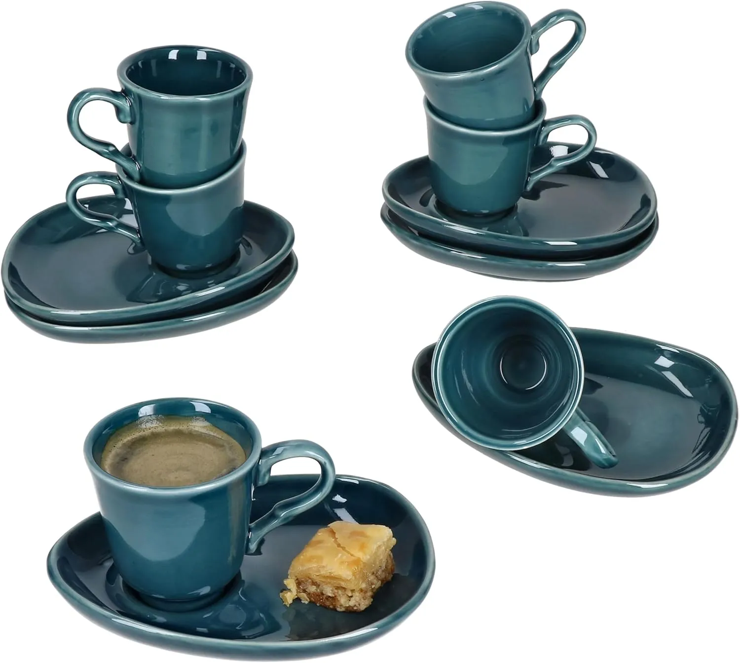 Bild von MamboCat 6er Set Mokka Espressotassen in Petrol aus Porzellan für 6 Personen