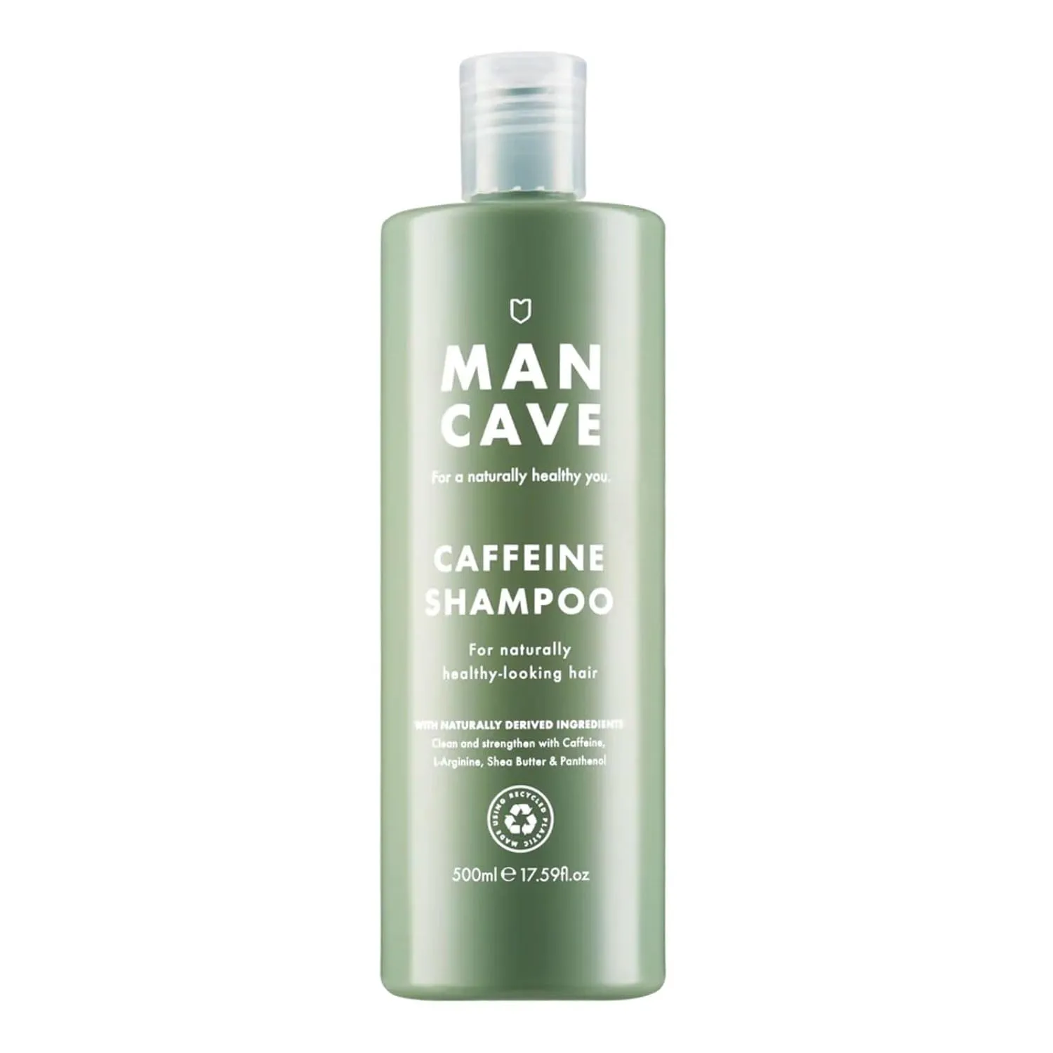 Bild von ManCave Koffein Shampoo für Herren mit 500 ml, natürliche Formel gegen Haarausfall, vegan und tierversuchsfrei in umweltfreundlicher Tube
